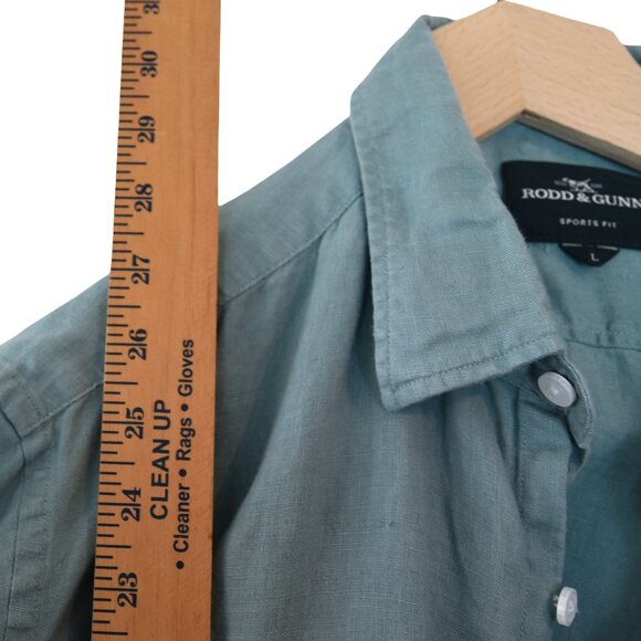 Rodd & Gunn 100% Linen Shirt Men’s L Dusty Blue Short Sleeve Button Front - Picture 4 of 8